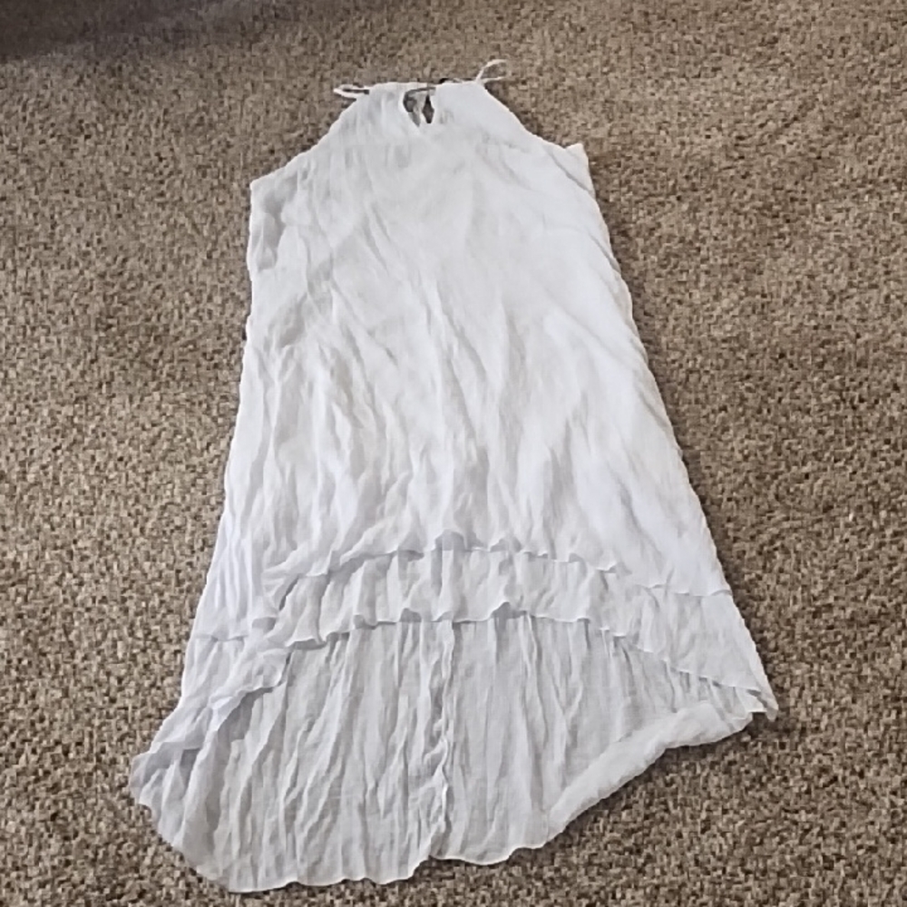 White Sleeveless High-Low Dress